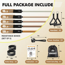 Load image into Gallery viewer, WHATAFIT Resistance Bands, Exercise Bands,Resistance Bands for Working Out, Work Out Bands with Handles for Men and Women Fitness, Strength Training Home Gym Equipment Gradient Coffee