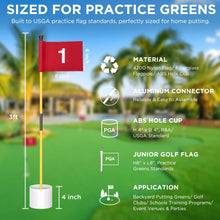 Load image into Gallery viewer, KINGTOP 3 ft Yellow Golf Flagstick Sets with Number 1 to 4 Flags, 4 Pack