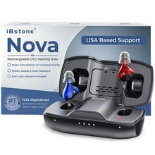 Load image into Gallery viewer, iBstone Nova Hearing Aids for Seniors Adults: Superior Sound Quality - Smart Noise Cancelling - No Feedback - 1.5Hrs Charging for 100Hrs Working - Come with Anti-Lost Lanyard - Over-the-Counter