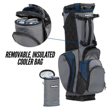 Load image into Gallery viewer, Bag Boy Chiller Pro Hybrid Golf Stand Bag, 15 Way Top with Full Length Individual Dividers, Rubberized Putter Well, Removable Cooler, 8 Zippered Pockets, Navy/Red/Charcoal