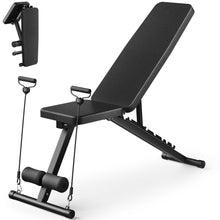 Load image into Gallery viewer, Adjustable Weight Bench for Home Gym, Foldable Workout Bench for Full Body Fitness Dumbbell Exercise, 600LBS Incline Decline Flat Bench with Resistance Bands for Strength Training