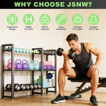 Load image into Gallery viewer, 800LBS Capacity Multifunctional Home Gym Storage Rack with Side Hooks, Heavy Duty Adjustable Rack for Dumbbells
