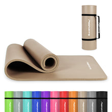 Load image into Gallery viewer, MSPORTS Thick Yoga Mat Premium Non Slip – Extra Comfortable Exercise Mat for Home Workouts, Pilates, Stretching & Gym – Cushioned NBR Foam, Yoga Mat with Strap, for Women & Men (Beige, 74. 5 x 32 x 0.6 in)