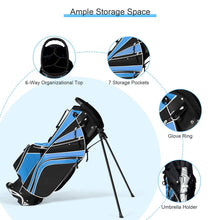 Load image into Gallery viewer, Mayjooy Golf Stand Bag, Portable Carry Golf Bag w/Ergonomic Dual Straps & 6 Way Top Divider, Lightweight Carry Organizer Pocket w/Umbrella Ring, Ideal for Men & Women (Blue)