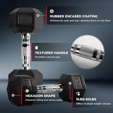 Load image into Gallery viewer, RITFIT Rubber Hex Dumbbells Set with Rack, 180-780LB Heavy-Duty Cast Iron Core, Knurled Chrome Handle, Space-Saving Storage Rack for Home Gym Strength Training