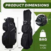 Load image into Gallery viewer, TUMMOCK Golf Cart Bag, 14-Way Top Divider with Multiple Storage Pockets, Handles and Rain Cover, Lightweight & Durable Golf Bag for Men, Cart-Friendly Design (Black)