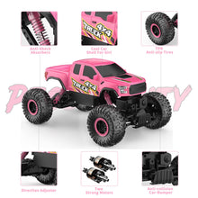 Load image into Gallery viewer, Double E Raptor F150 RC Car 4WD 2 Motors Monster Trucks for Girls, 11 Inches Off Road Crawler Vehicle Truck Toy-Pink