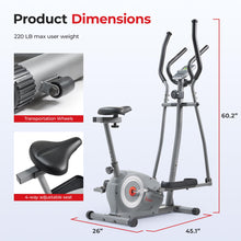 Load image into Gallery viewer, Sunny Health & Fitness Essential Magnetic Resistance 2-in-1 Cross Trainer Elliptical Bike