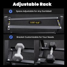Load image into Gallery viewer, LIONSCOOL Adjustable Dumbbell Rack Stand, 4 Tier Heavy Duty Weight Storage Rack for Dumbbells & Kettlebells