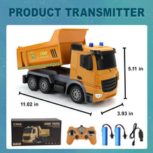 Load image into Gallery viewer, Remote Control Dump Truck Toys - RC Construction Vehicles with Blue Warning Lights, Trucks Toy