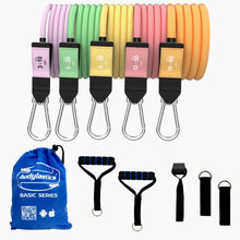 Load image into Gallery viewer, Bodylastics Basic Series Resistance Band Set - 5 Resistance Bands (3-190 Lbs Set Pastel)