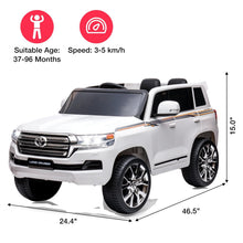 Load image into Gallery viewer, Electric Kids Ride on SUV Car, 2 Seater Truck 12V Licensed Toyota Land Cruiser with Remote Control, White