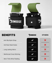 Load image into Gallery viewer, DMoose Fitness Weight Lifting Hooks (Pair) for Deadlifts (Green)