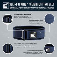 Load image into Gallery viewer, Self-Locking Weight Lifting Belt - Premium Weightlifting Belt for Serious Functional Fitness, Weight Lifting, and Olympic Lifting Athletes - Lifting Support for Men and Women (Medium, Midnight Blue)
