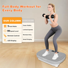 Load image into Gallery viewer, Homesy Vibration Platform Exercise Machine – Whole Body Workout, Fat-Burning & Lymphatic Support, Includes Remote and Resistance Bands, Shake Plate for Home Fitness and Fat Burning for Women Men, Grey