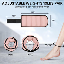 Load image into Gallery viewer, APEXUP 10lbs/Pair Adjustable Ankle Weights for Women and Men (Pastel Pink)