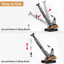 Load image into Gallery viewer, RC Crane Toy, 15CH Remote Control Crane for Boys 8-12, RC Crane Tower Construction Vehicles with Heavy Duty Metal Hook