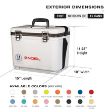 Load image into Gallery viewer, ENGEL UC13 13qt Leak-Proof, Air Tight, Drybox Cooler and Small Hard Shell Lunchbox for Men and Women in Black with Blue Interior