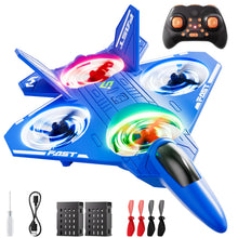 Load image into Gallery viewer, Remote Control Airplane Drone for Kids Ages 4-6-8-10-12, RC Plane Jet Drone with One Key