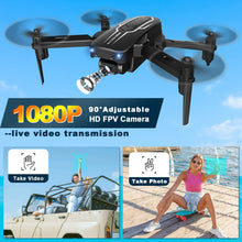 Load image into Gallery viewer, Mini Drone with Camera for Adults Youth - 1080P HD FPV Camera Drones with 90° Adjustable Lens, Gestures Selfie, One Key Start, 360° Flips