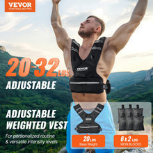Load image into Gallery viewer, VEVOR Adjustable Weighted Vest, 20-32lb Weight Vest with 6 Ironsand Weights and Reflective Stripe, Body Weight Vest Exercise Set for Men Women, Workout Equipment for Strength Training Running Jogging