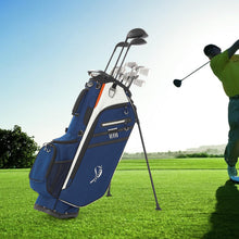 Load image into Gallery viewer, ANNCORD Golf Stand Bag 14 Way Top Dividers Full-Length with Stand, 7 Pockets, Lightweight Golf Bag for Men, Dual Strap, Rain Hood, Portable Golf Club Bag for Men Women, Blue/Black