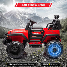 Load image into Gallery viewer, Electric Car for Kids, 24V 2 Seaters Kids Ride On Car with Remote Control, 2 * 120W Motors, 20" Extra Large Seats, LED Headlights