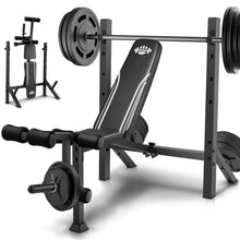 Load image into Gallery viewer, ANCHEER 900LBS Weight Bench Set with Squat Rack, Adjustable Bench Press Set with Leg Extension and Leg Curl, Flat Incline Decline Workout Bench for Home Gym Full Body Strength Training