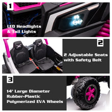 Load image into Gallery viewer, 24 Volt Kids Ride On Toys, 4 Wheels Powerful Drive, Ride On Toys for Big Kids Toys, with Remote Control, Music, 4x4 Rubber Tires (Rose Red)