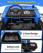 Load image into Gallery viewer, 24V 2 Seater Ride On Dump Truck with Electric Dumper & Shovel, 4X200W Powerful Motor, 20'' Seat, Ride On Construction Vehicle, Blue