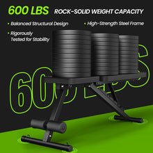 Load image into Gallery viewer, Adjustable Weight Bench for Home Gym, Foldable Workout Bench for Full Body Fitness Dumbbell Exercise, 600LBS Incline Decline Flat Bench with Resistance Bands for Strength Training