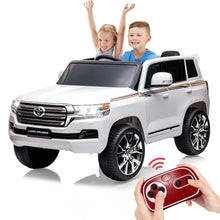 Load image into Gallery viewer, Electric Kids Ride on SUV Car, 2 Seater Truck 12V Licensed Toyota Land Cruiser with Remote Control, White