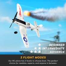 Load image into Gallery viewer, Top Race Remote Control Airplane - Ready to Fly 4 Channel RC Plane for Adults - Advanced Foam Construction - Remote Controlled War
