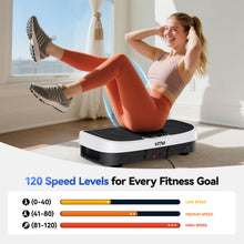 Load image into Gallery viewer, HTM Curved Vibration Plate Exercise Machine, Whole Body Shake Plate with 150W Motor & Resistance Band, 330lbs Weight Capacity, 120 Speeds, Low Noise Vibration Board for Weight Loss, Home Fitness