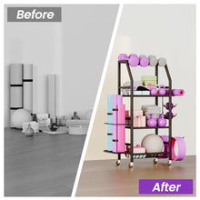 Load image into Gallery viewer, Homeiju Dumbbell Rack, 4 Tier Weight Rack for Home Gym, Dumbbell and Balls