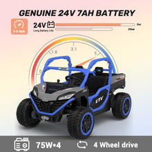Load image into Gallery viewer, 24V 2 Seater Ride On Dump Truck, 4x75W, Max 5 Mph, EVA Tire, Kids Electric Car with Electric Dump Bed, Shovel, Music, 24V Ride On Toy, Blue