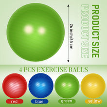 Load image into Gallery viewer, Leyndo 4 Pcs 26 Inch Yoga Exercise Ball Pilates Pregnancy Birthing Fitness Ball (Bright Color)
