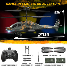 Load image into Gallery viewer, RC Helicopter for Adults & Kids, 2.4GHz Military Remote Control Helicopter, 2 Batteries, 26 Mins Flight, LED Lights, Altitude Hold