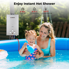 Load image into Gallery viewer, CAMPLUX Tankless Water Heater - 2.64GPM Portable Propane Heater for Off Grid, Camping, Outdoor Shower - 68,000 BTU - BW264G - Gray