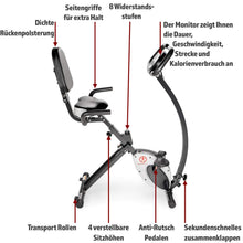 Load image into Gallery viewer, Marcy Foldable Recumbent Exercise Bike with High Backrest and Magnetic Resistance NS-653