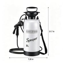 Load image into Gallery viewer, QIYUNI 8L Hand Press Portable Shower, 10 Spray Modes with Removable Hose & Shower Head, No Electric Needed – Ideal for Camping Hiking Travel Beach Garden Pet Shower (Insulation Sleeve 8L)