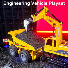 Load image into Gallery viewer, RC Excavator and Dump Truck Toy Set for Kids, 2.4Ghz 11 Channel Dual Control Remote Control Construction Vehicle