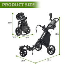Load image into Gallery viewer, FLAGTAG Golf Push Cart 3 Wheel with 360 Swivel Front Wheel,Lightweight and Foldable Walking Golf Cart,One-Click Foldable,with Foot Brake