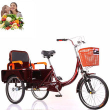 Load image into Gallery viewer, Adult Tricycle - Foldable 3 Wheel Bikes with Large Size Basket and Back Seat, 20 Inch Three-Wheeles Cruise, Purple