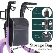 Load image into Gallery viewer, HolyHeal 3 Wheel Walkers for Seniors, Lightweight Rollator Walkers Foldable for Elderly with Cane Hold and Cup Hold, Height Adjustable Aluminum Three Wheel Rolling Walker Mobility Aid, Purple