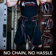 Load image into Gallery viewer, Dark Iron Fitness Dip Belt – Padded Leather Weight Lifting Belt - Red/Black