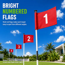 Load image into Gallery viewer, GEAVOUED 3FT Golf Flagsticks Mini with Flags and Cup Bases, Fiberglass Practice Flag Poles for Putting Green, Easy to Assemble, Portable for Backyard Indoor Outdoor Golf Practice (2 Pack -W)