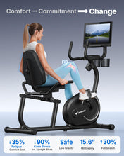 Load image into Gallery viewer, MERACH Recumbent Exercise Bike for Home with 15.6" Display Screen, Bike for Riders up to 6.3"