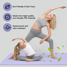 Load image into Gallery viewer, Wimwum Extra Wide Yoga Mat 72" x 32", 10mm Non Slip TPE Exercise Mat with Carrying Strap, Large Workout Mat for Yoga, Pilates, Stretching, HIIT & Home Gym,Purple