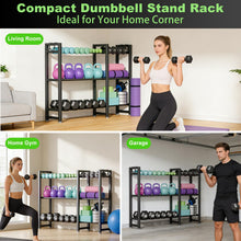 Load image into Gallery viewer, 800LBS Capacity Multifunctional Home Gym Storage Rack with Side Hooks, Heavy Duty Adjustable Rack for Dumbbells